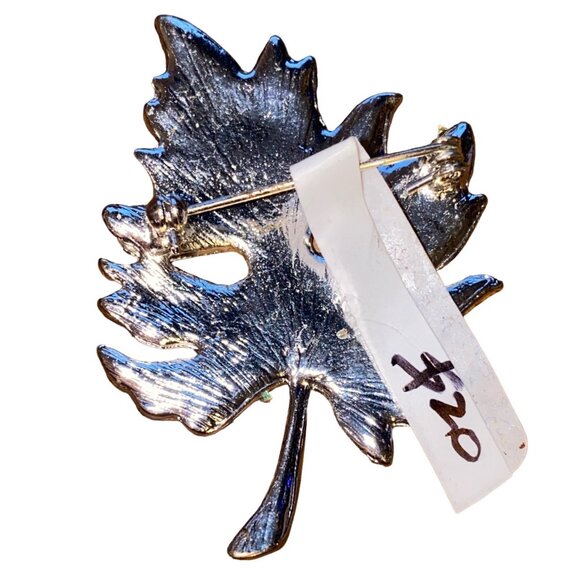 Sparkly Autumn Leaf Brooch - Glittery Gold & Silver Pin For The Leaf Lover In Yo - Picture 2 of 3